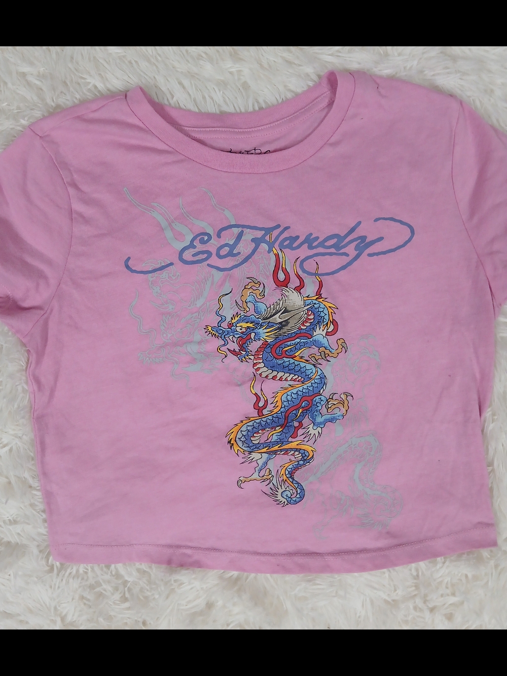 Ed Hardy Pink Short Sleeve Tee with Dragon Graphic